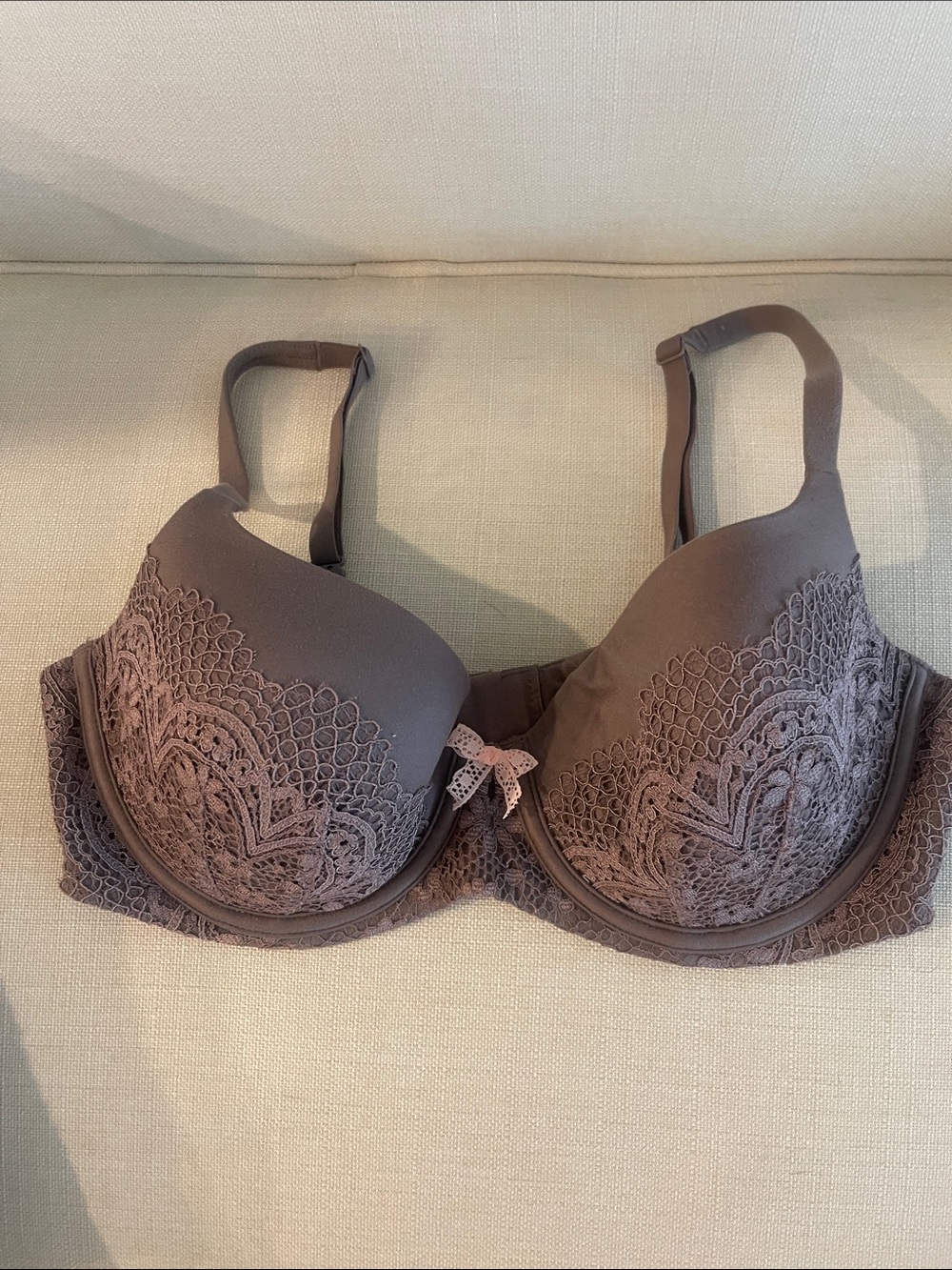 Victoria's Secret Brown Lace-Trim Underwire Bra